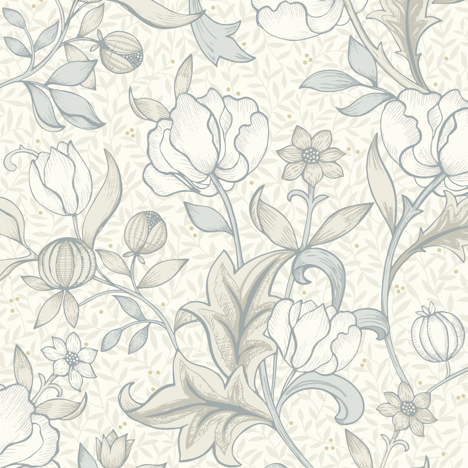 86340218 Isabella Arts and Crafts Blanc Creuse Wallpaper by Casadeco