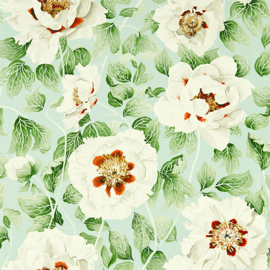 113015 Florent Colour 4 Seaglass, Clover and Rosehip Wallpaper by Harlequin