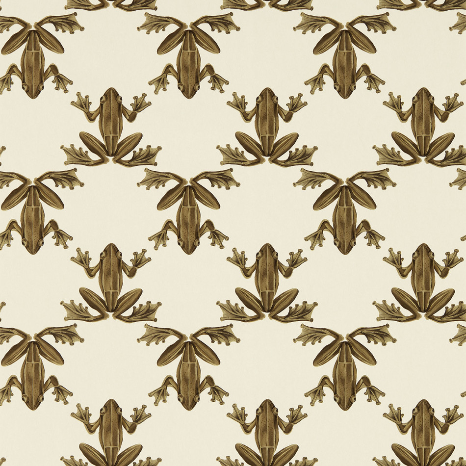 113013 Wood Frog Colour 4 Gold and Parchment Wallpaper by Harlequin