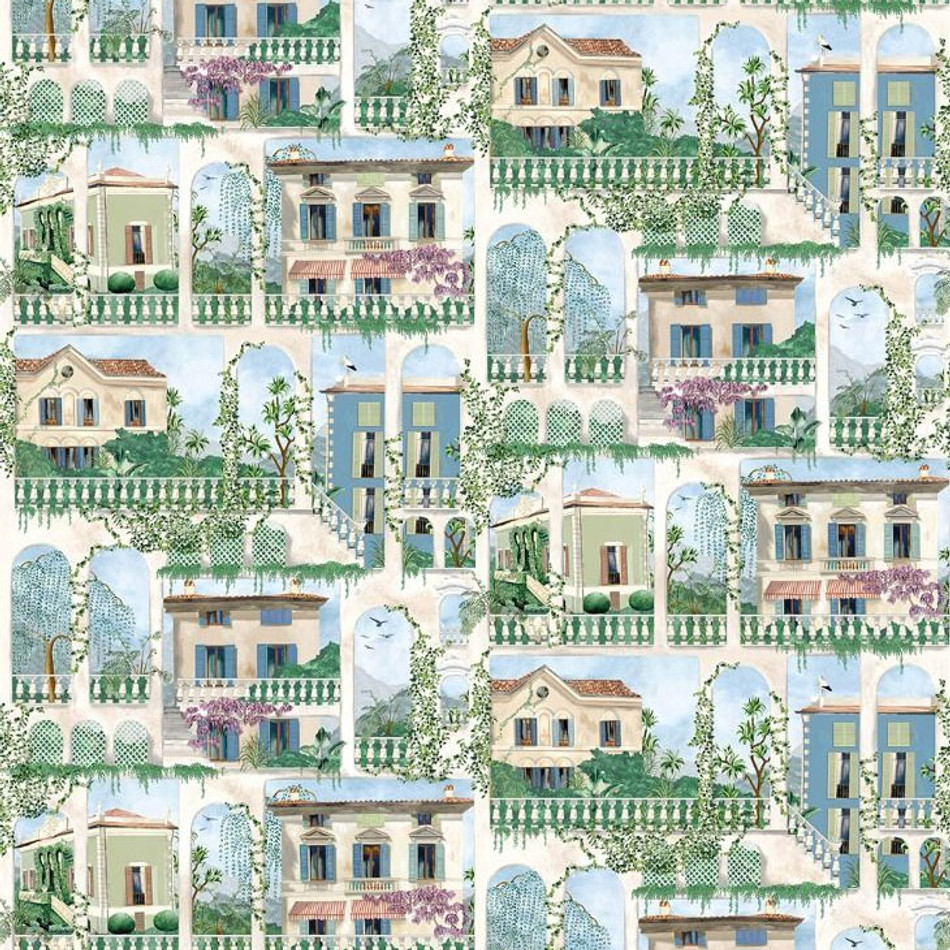 W7813-02 Villa Como Rhapsody Azure Wallpaper by Osborne & Little