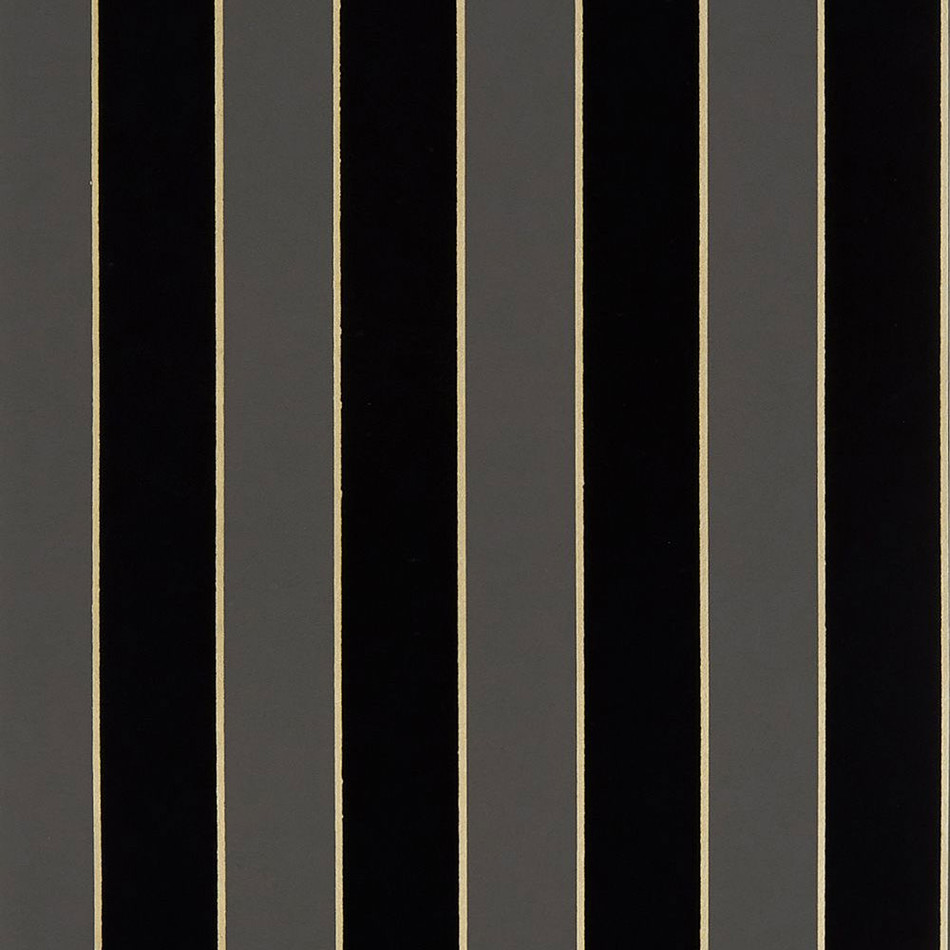 W7780-20 Regency Stripe Charcoal and Gold Wallpaper by Osborne & Little
