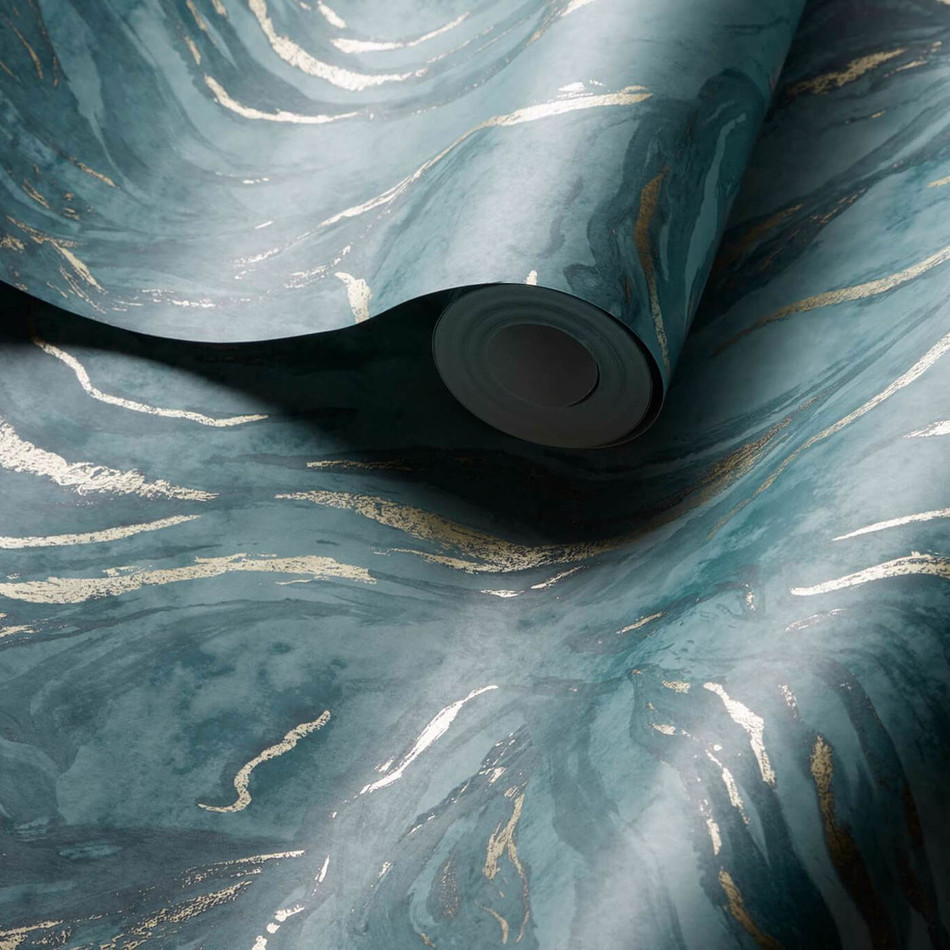 W0168/04 Lavico Lusso Teal Wallpaper by Clarke & Clarke