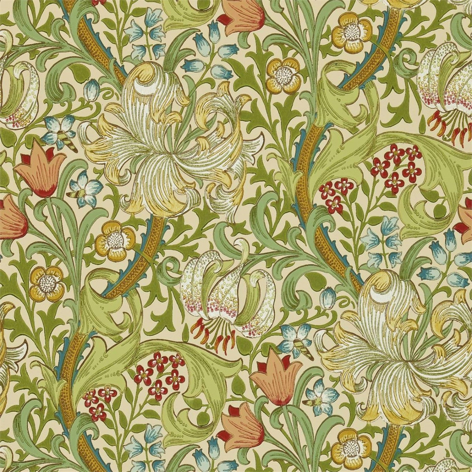 216858 Golden Lily Compilation Wallpaper By Morris & Co