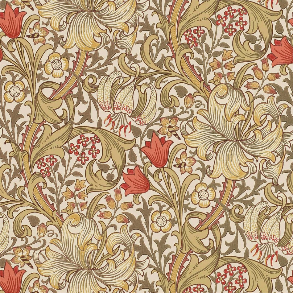 216869 Golden Lily Compilation Wallpaper By Morris & Co