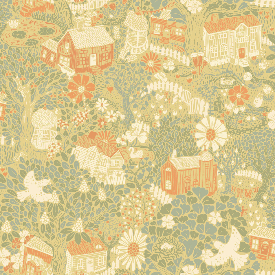 S63002 Bygga Bo Sommarang 2 Yellow Wallpaper By Galerie