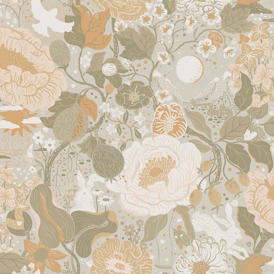 S63015 Vaxa Sommarang 2 Grey and Green Wallpaper By Galerie