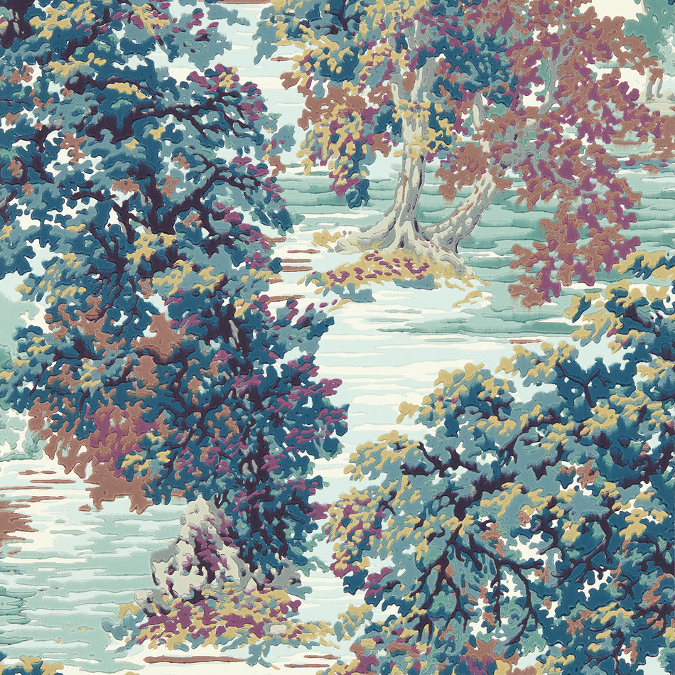 217222 Ancient Canopy Arboretum Forest Green Wallpaper by Sanderson