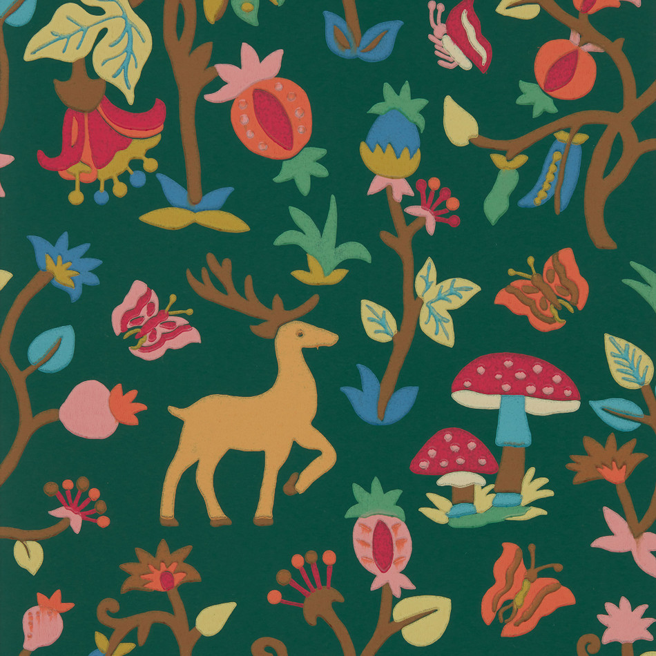 217219 Forest of Dean Arboretum Midnight and Multi Wallpaper by Sanderson