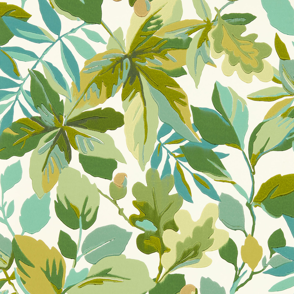 217223 Robin's Wood Arboretum Botanical Green Wallpaper by Sanderson