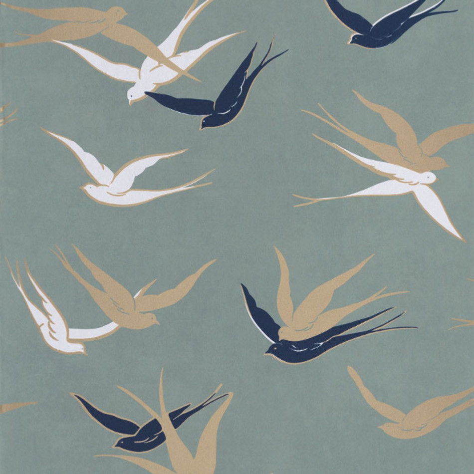 88637353 Swallow Twenties Vert Sauge Wallpaper by Casadeco