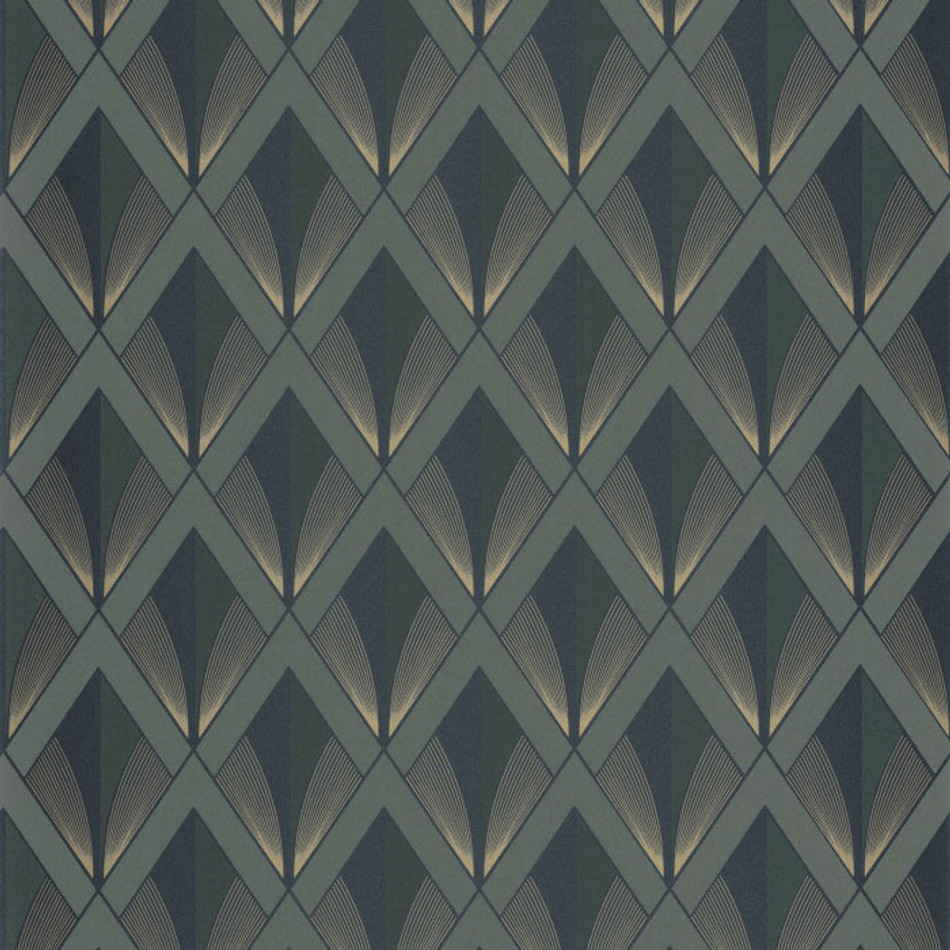 88677474 Chrysler Twenties Vert Kaki Wallpaper by Casadeco