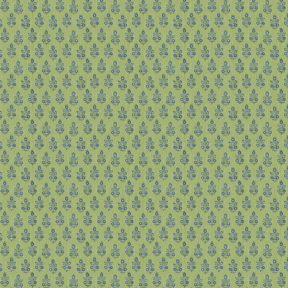 BW45117/1 Poppy Sprig House Small Prints Green/Blue Wallpaper By GP & J Baker