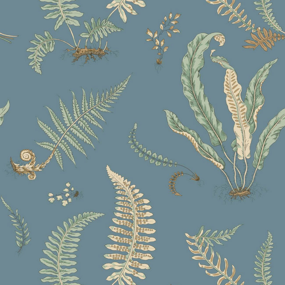 BW45122/3 Ferns Baker Originals Denim Wallpaper By GP & J Baker