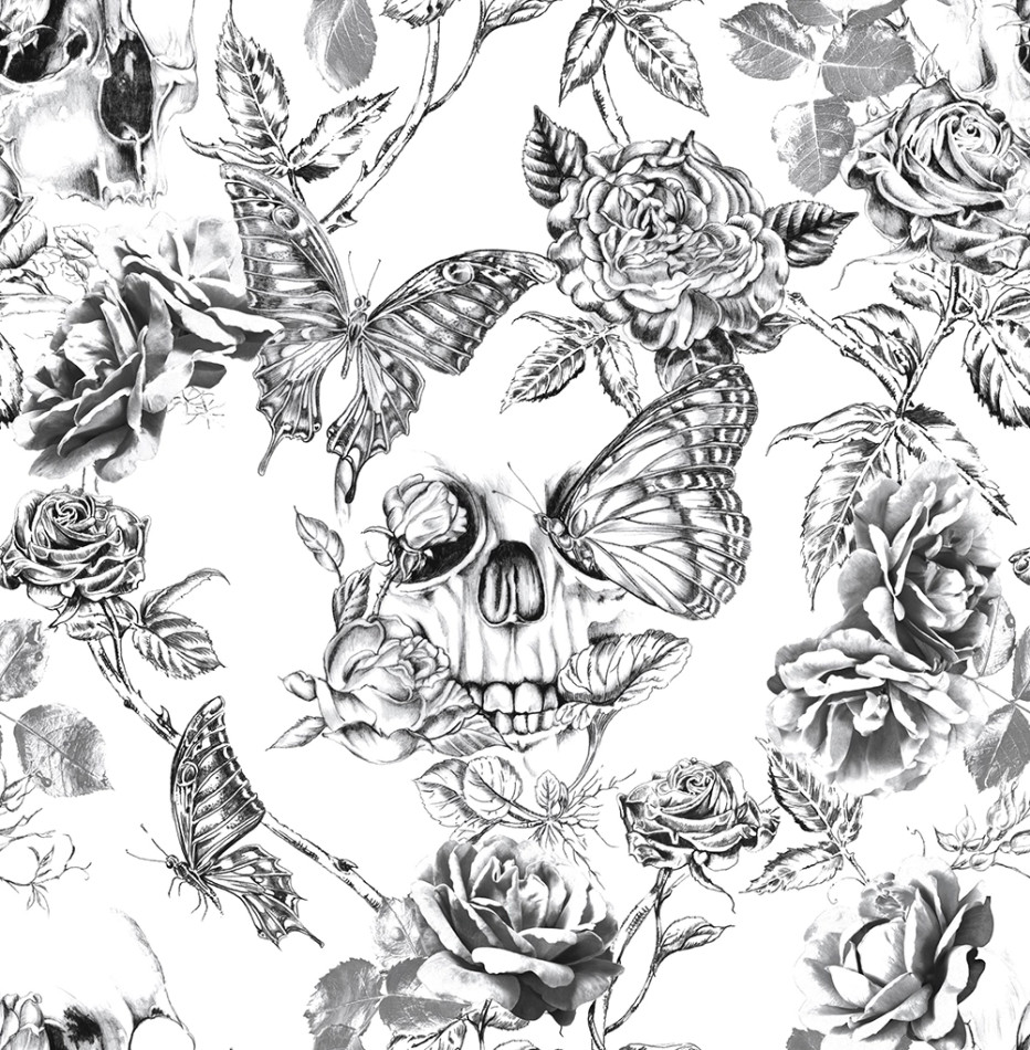104560 Skull Roses Curiosity Wallpaper by Graham and Brown