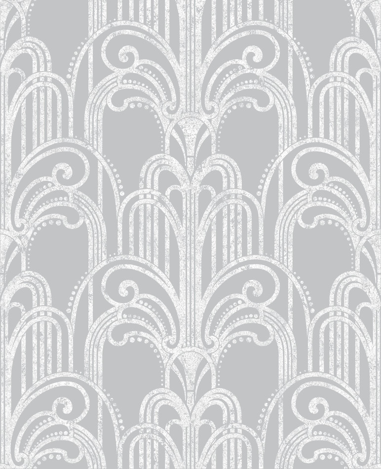 104297 Art Deco Silver Established Wallpaper by Graham and Brown