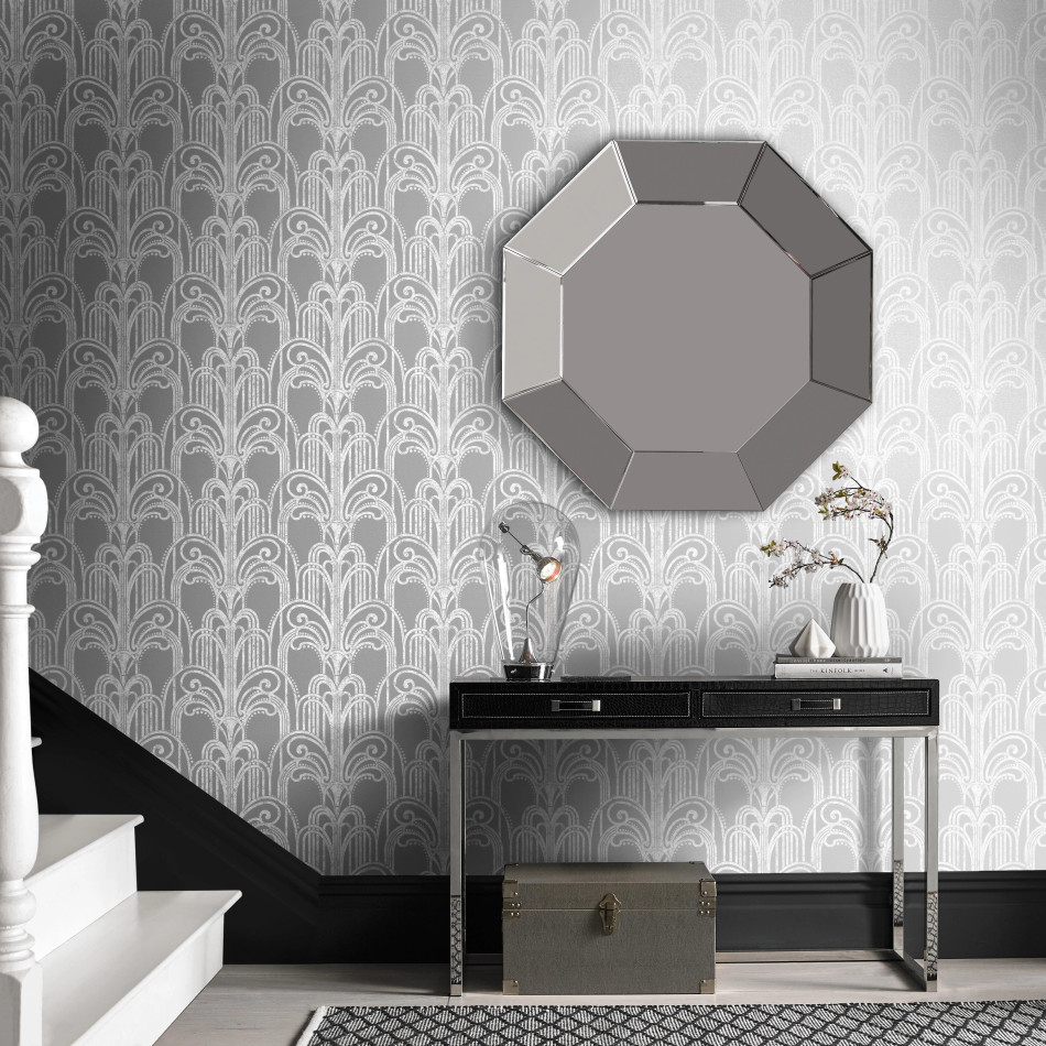 104297 Art Deco Silver Established Wallpaper by Graham and Brown
