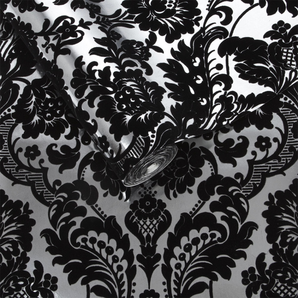 black damask  Victorian wallpaper Gothic wallpaper Pattern wallpaper