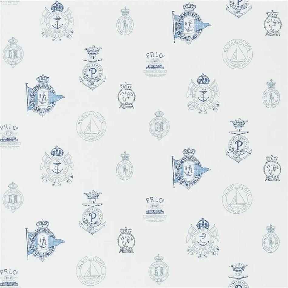 PRL032/05 Rowthorne Crest Signature Papers IV Navy Wallpaper by Ralph Lauren