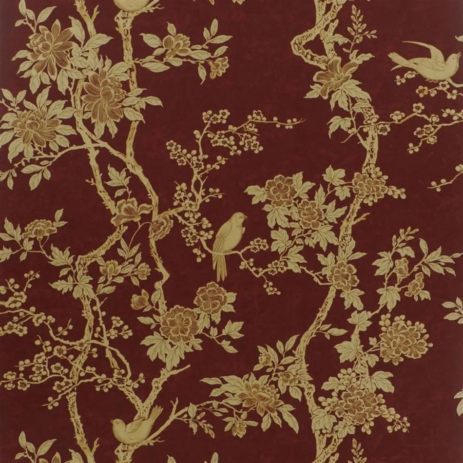 PRL048/03 Marlowe Floral Signature Papers IV Garnet Wallpaper by Ralph Lauren