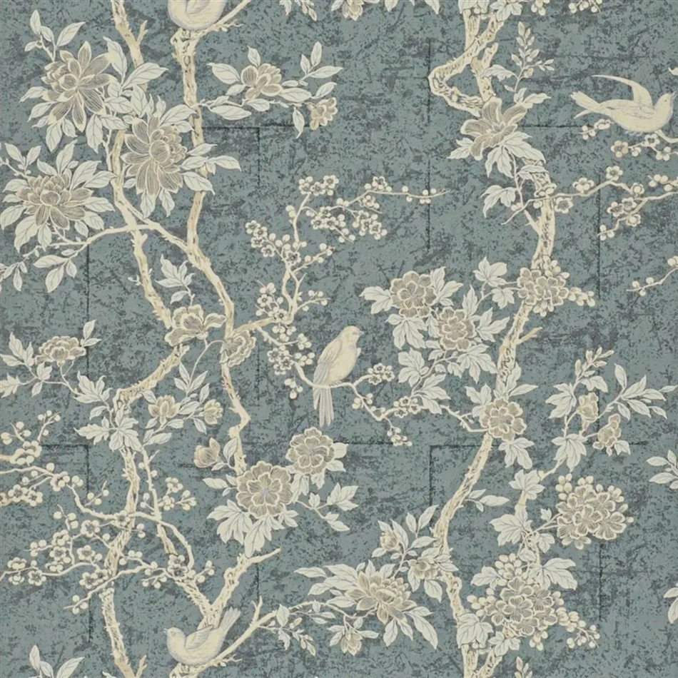 PRL048/10 Marlowe Floral Signature Papers IV Slate Wallpaper by Ralph Lauren