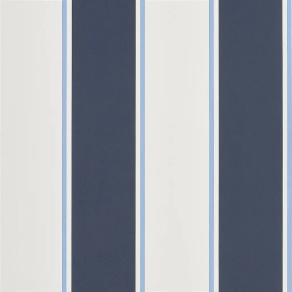 PRL703/03 Mapleton Stripe Signature Florals Midnight Wallpaper by Ralph Lauren