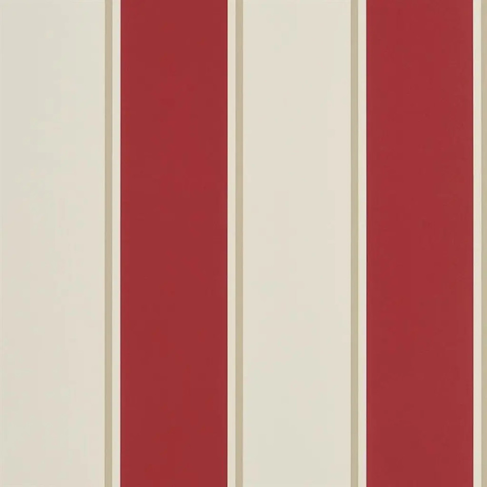 PRL703/08 Mapleton Stripe Signature Florals Vermilion Wallpaper by Ralph Lauren