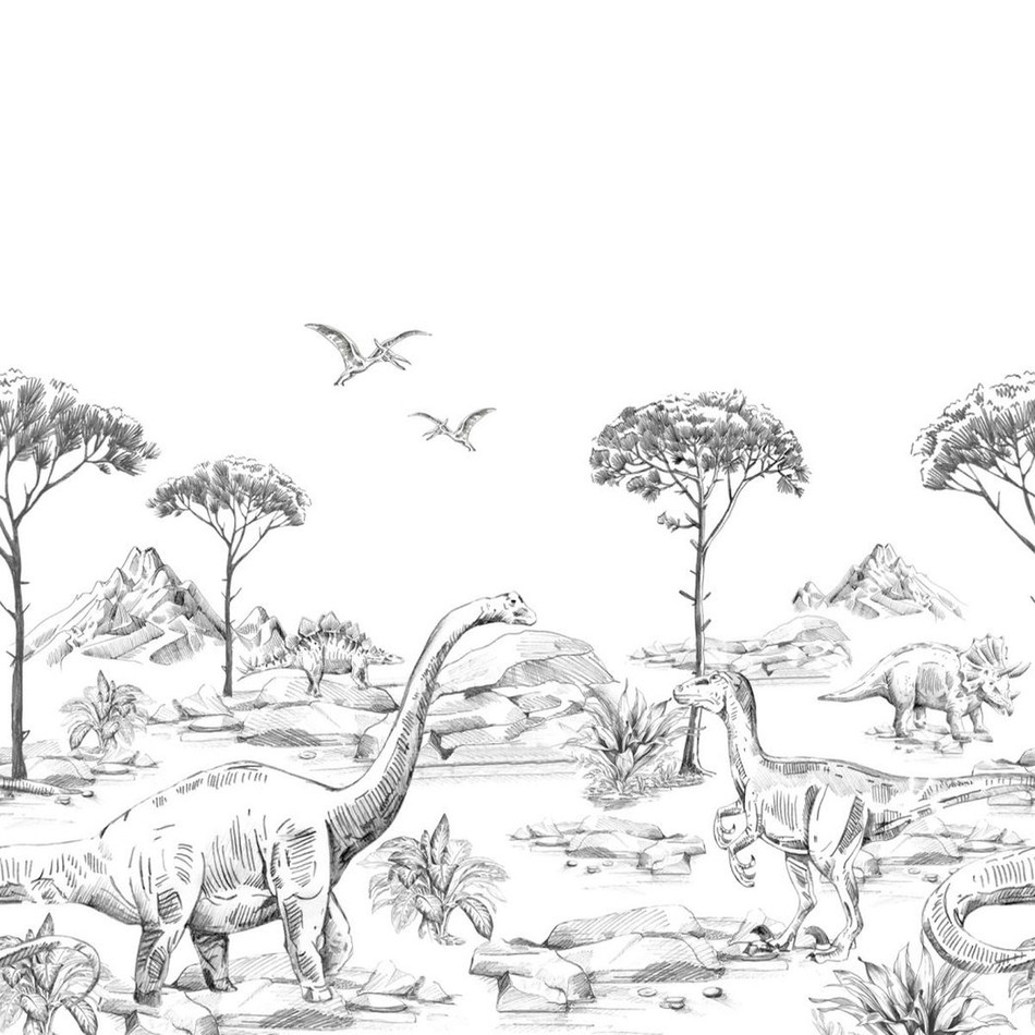 154-159063 Prehistoric Mural Forest Friends Wallpaper By Today Interiors