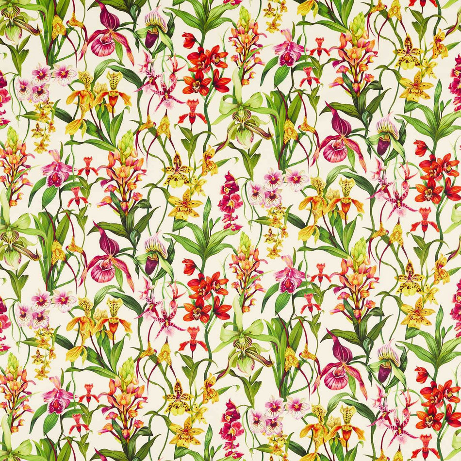 121167 Kalina Colour 4 Parchment, Forest and Azalea Fabric by Harlequin