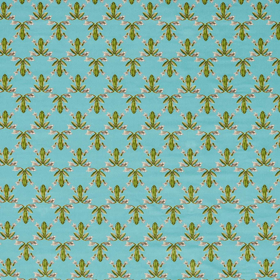 121163 Wood Frog Velvet Colour 4 Azul and Forest Fabric by Harlequin