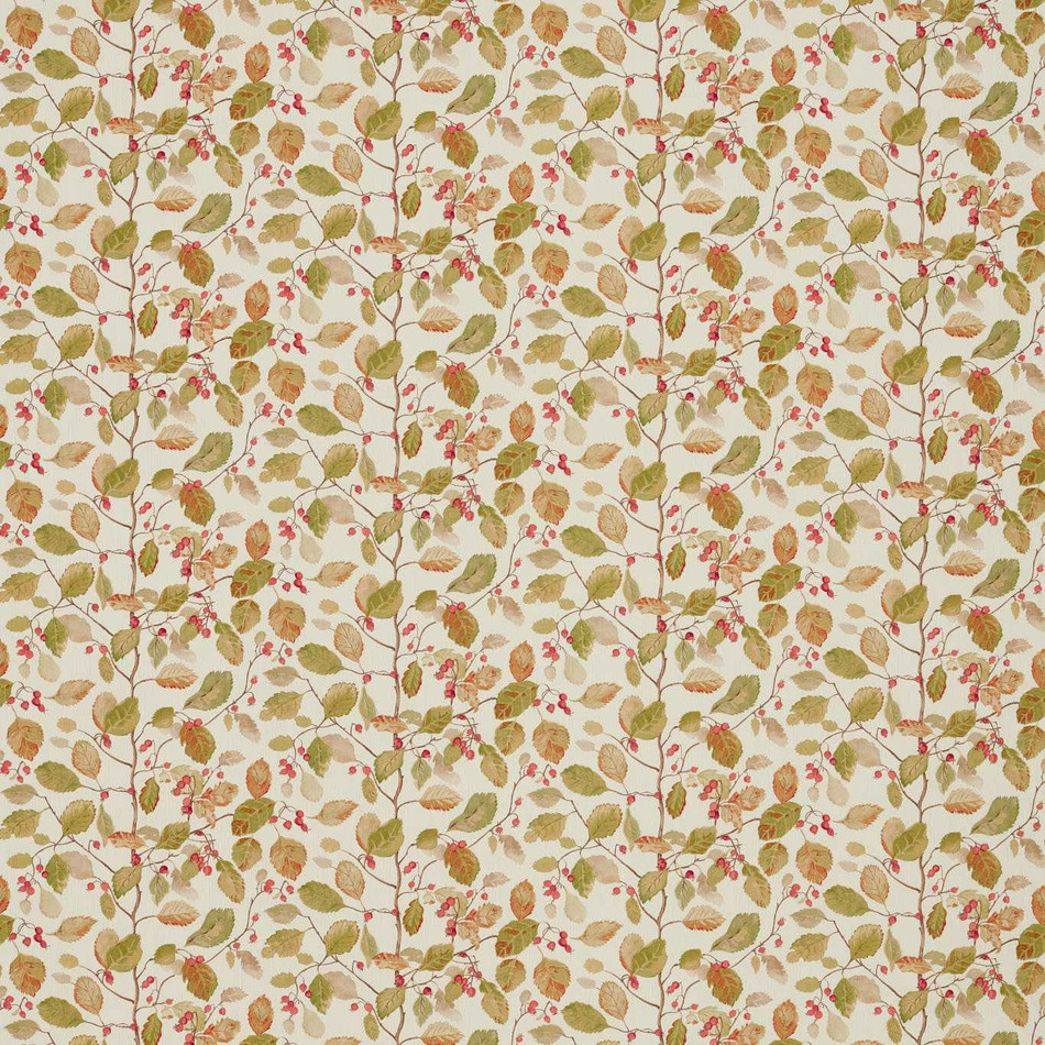 225530 Woodland Berries Arboretum Rosehip and Moss Fabric by Sanderson