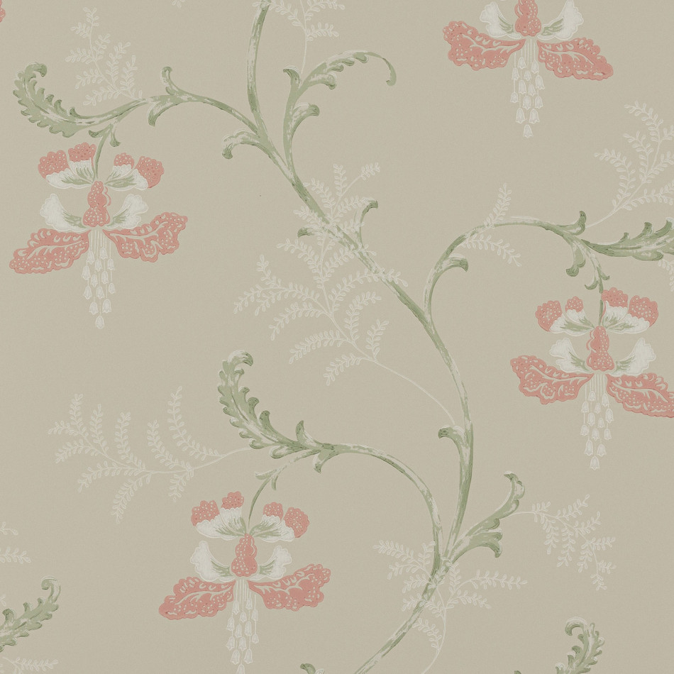 07127-07 Bellflower Ashdown Pink/Green Wallpaper By Colefax and Fowler