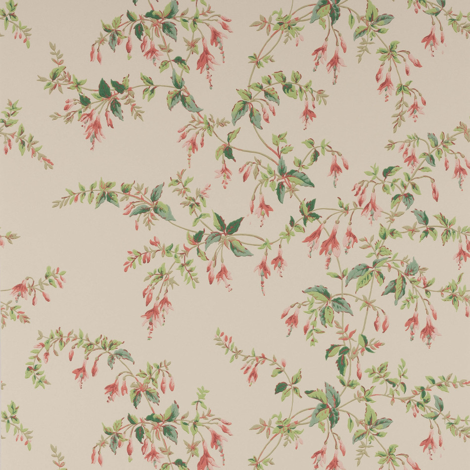 W7018-03 Fuchsia Ashdown Pink/Green Wallpaper By Colefax and Fowler