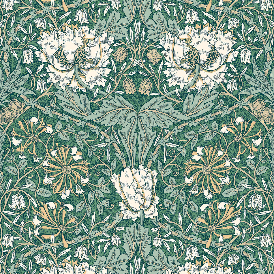 ET12604 Ogee Flora Arts and Crafts Wallpaper By Galerie