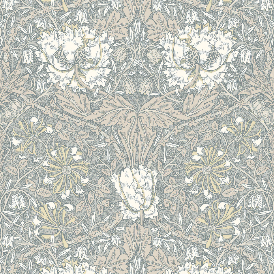 ET12607 Ogee Flora Arts and Crafts Wallpaper By Galerie