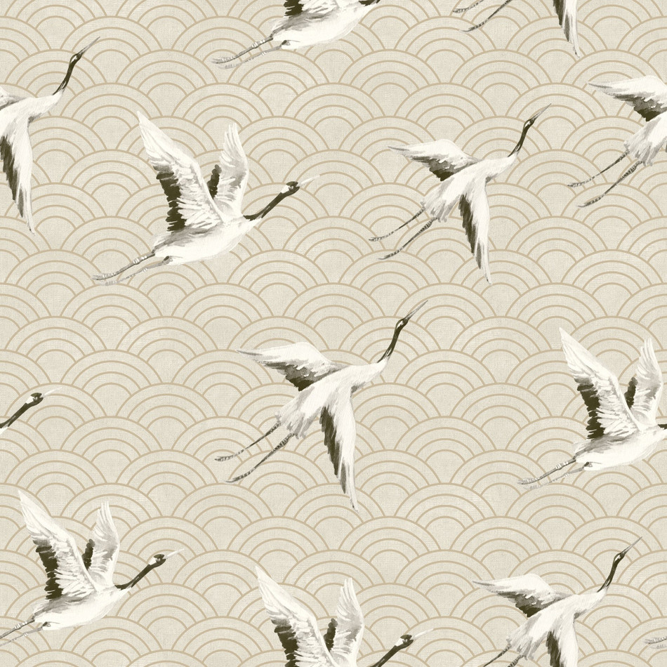 DYW0011 Japanese Cranes Discovery Light Gold Wallpaper By Sketch Twenty 3