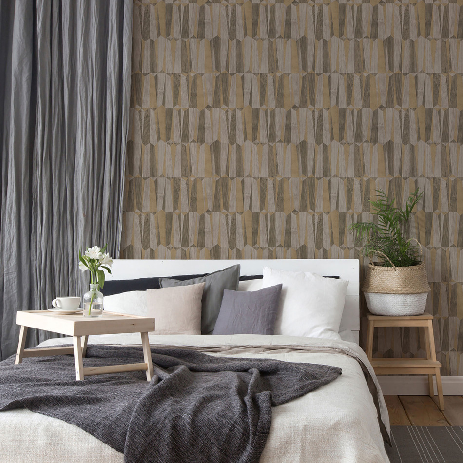FS72017 Geo Point Wood Effect Fusion Wallpaper By Galerie FS72017 Geo Point Wood Effect Fusion Wallpaper By Galerie