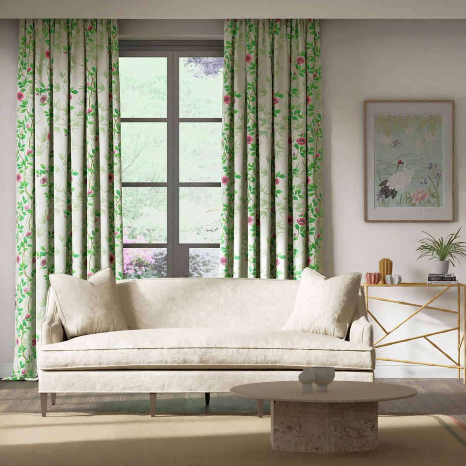 121103 Lady Alford Harlequin X Diane Hill Fig Blossom and Magenta Fabric by Harlequin