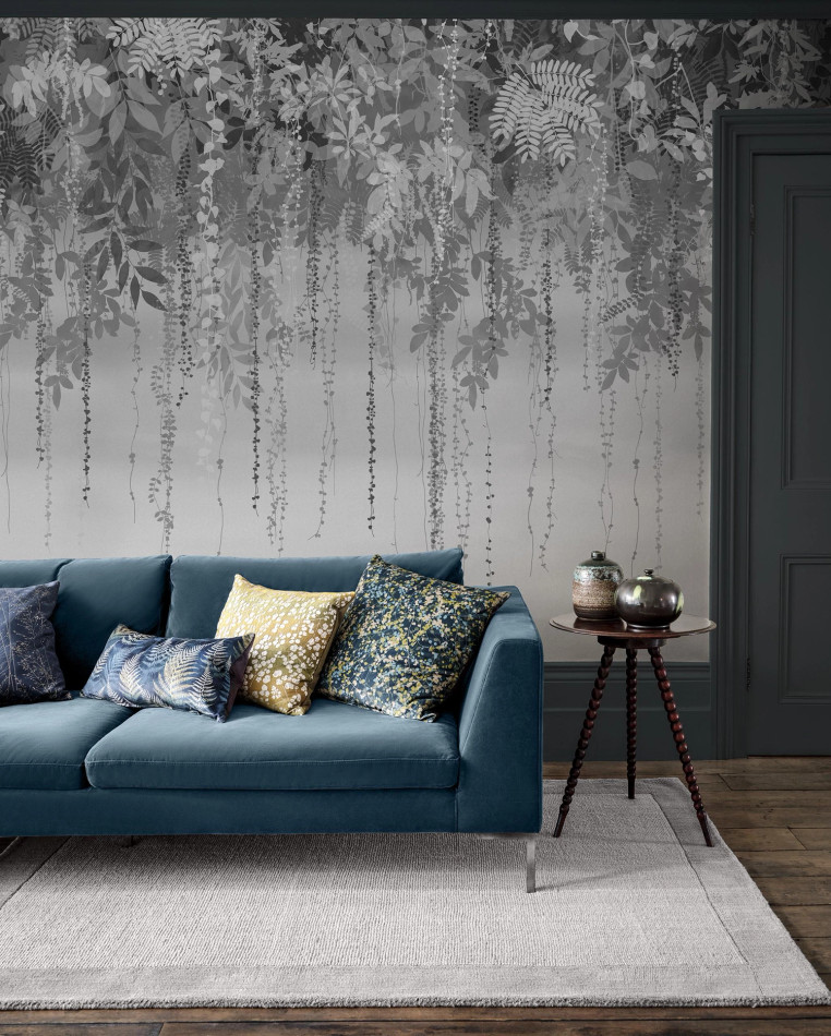 120413 Enchanted Vale Charcoal Mural Wallpaper by Clarissa Hulse