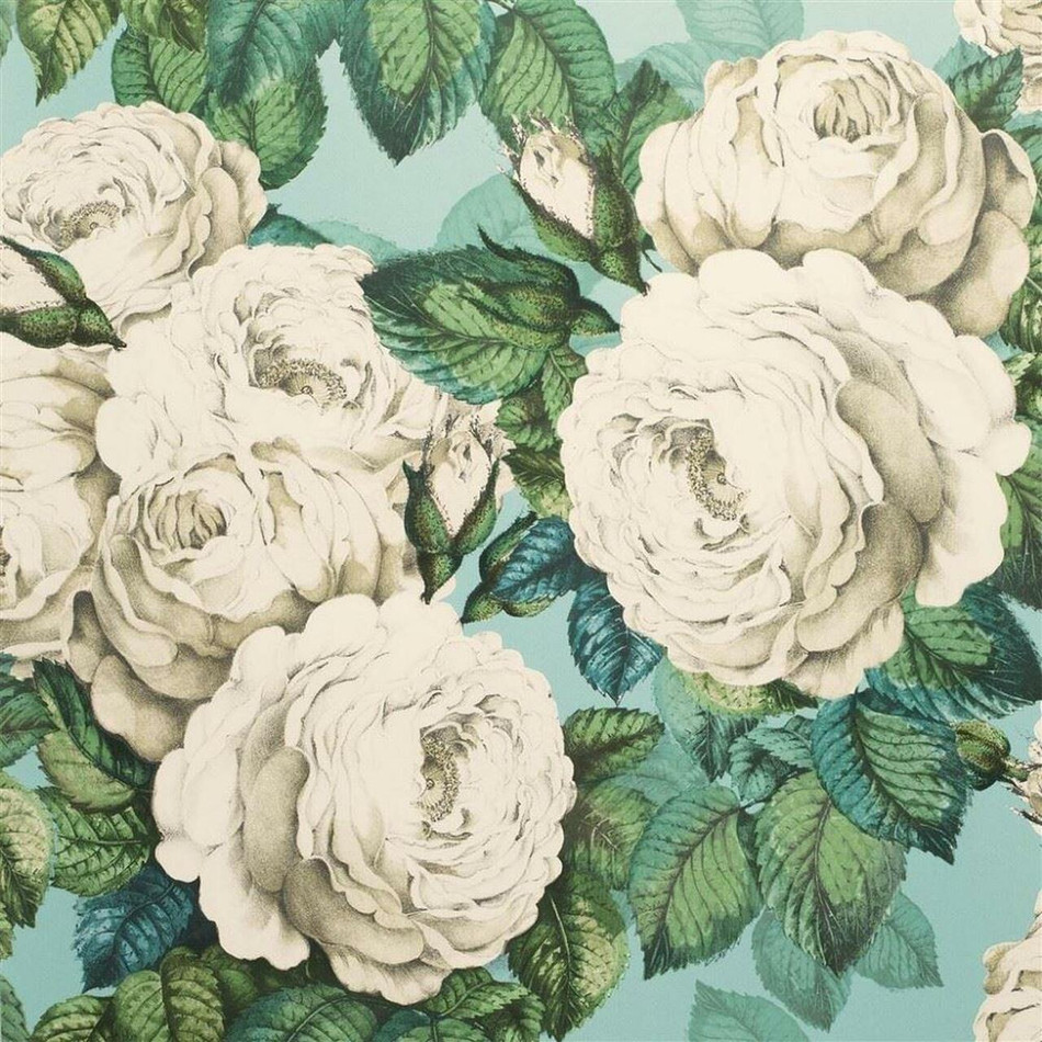 PJD6002/03 The Rose Picture Book Papers Swedish Blue Wallpaper by John Derian