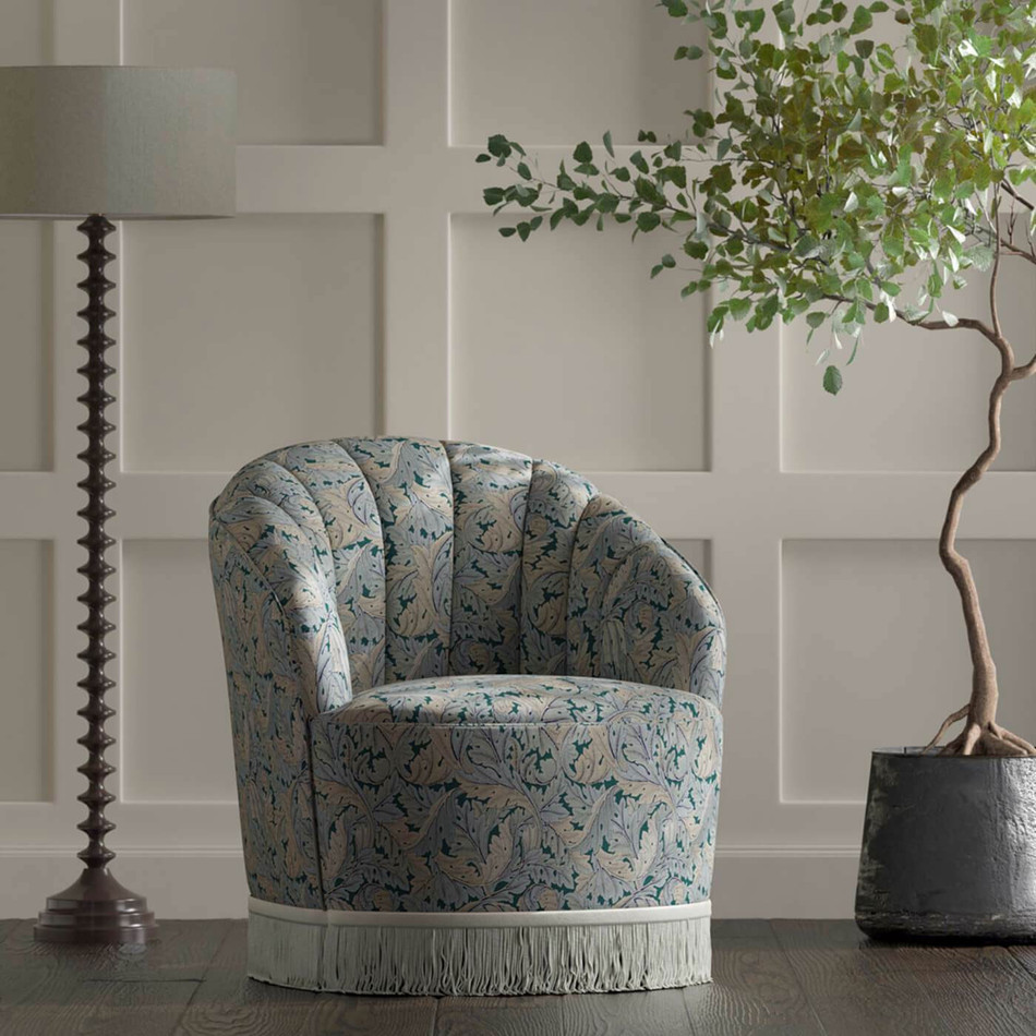 F1681/01 Acanthus William Morris Designs Denim Fabric by Clarke & Clarke