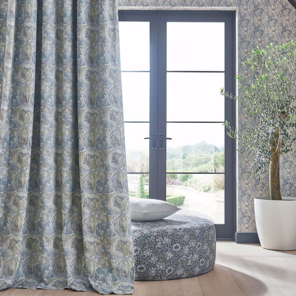 F1681/03 Acanthus William Morris Designs Slate and Dove Fabric by Clarke & Clarke