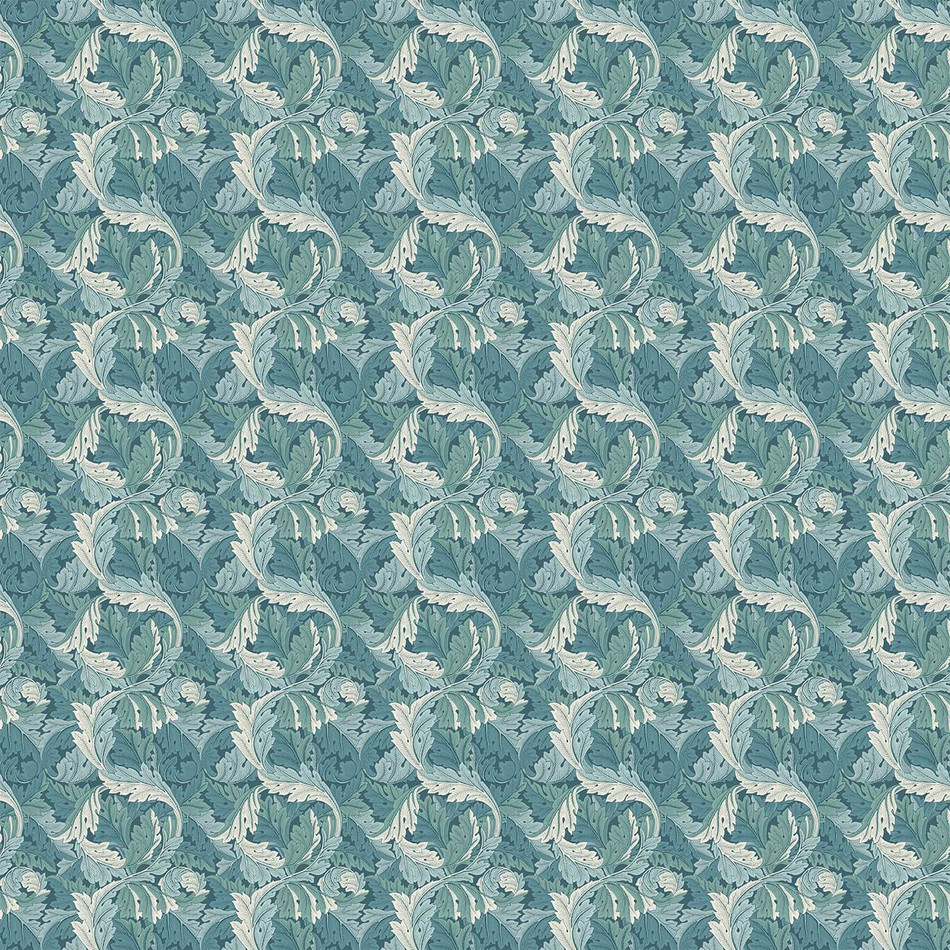 F1681/04 Acanthus William Morris Designs Teal Fabric by Clarke & Clarke