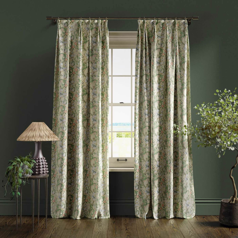 F1677/03 Golden Lily William Morris Designs Linen and Blush Fabric by Clarke & Clarke F1677/03 Golden Lily William Morris Designs Linen and Blush Fabric by Clarke & Clarke