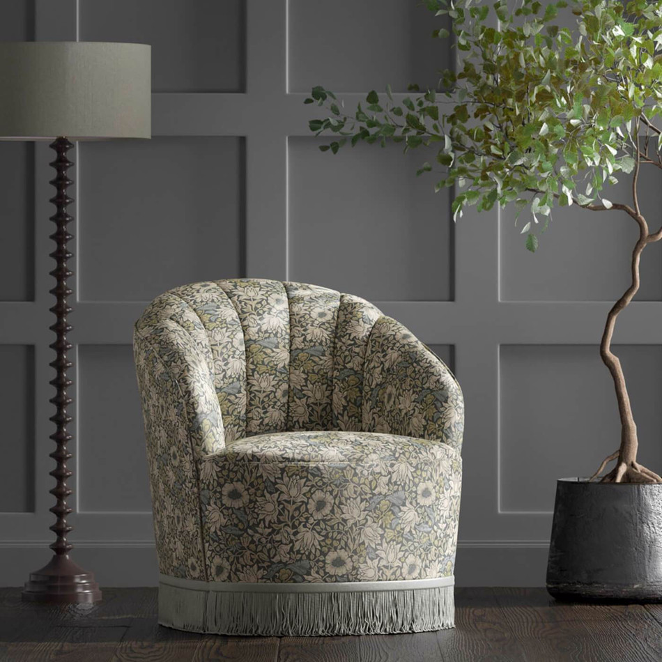 F1680/01 Mallow William Morris Designs Slate and Dove Fabric by Clarke & Clarke