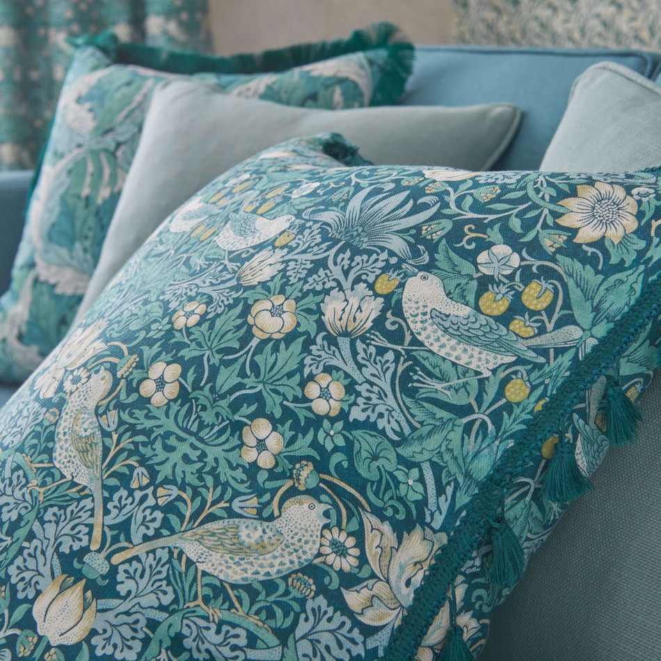 F1678/01 Strawberry Thief William Morris Designs Teal Fabric by Clarke & Clarke F1678/01 Strawberry Thief William Morris Designs Teal Fabric by Clarke & Clarke