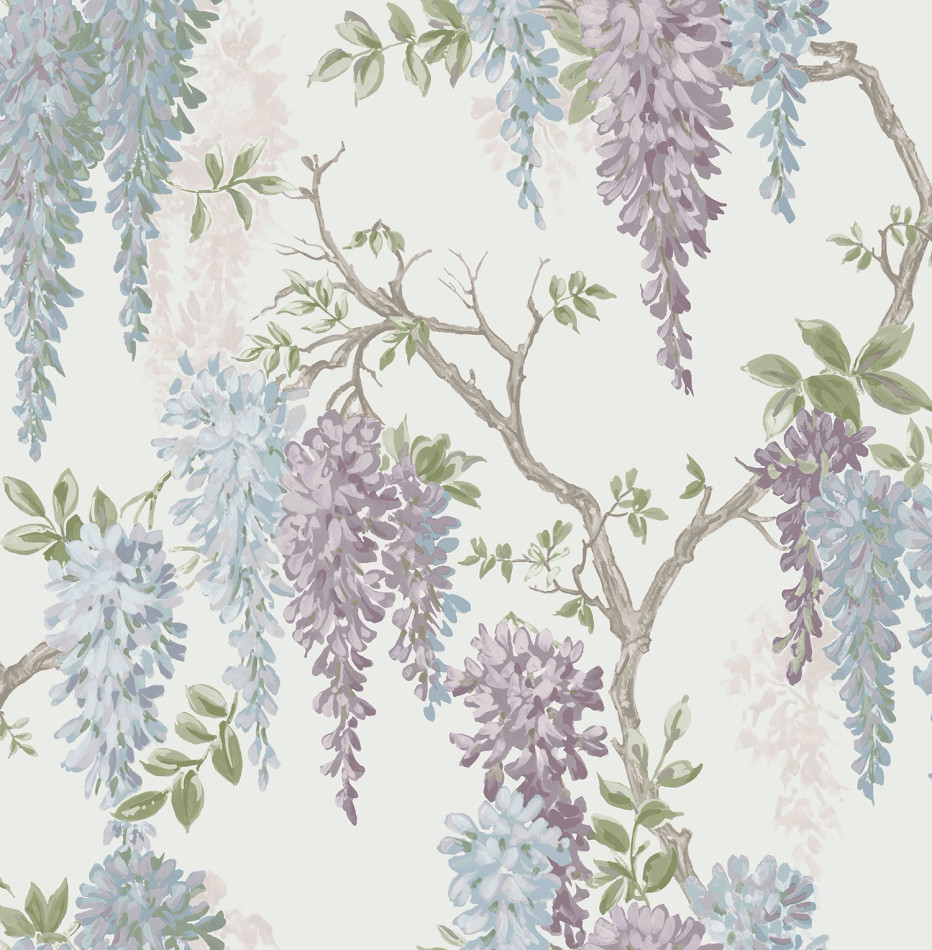 113356 Wisteria Garden Pale Iris Wallpaper by Laura Ashley