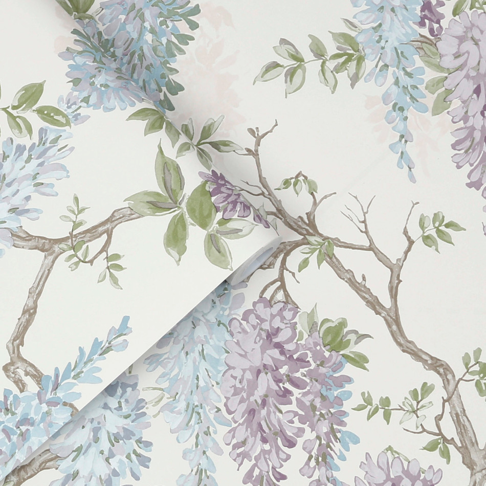 113356 Wisteria Garden Pale Iris Wallpaper by Laura Ashley