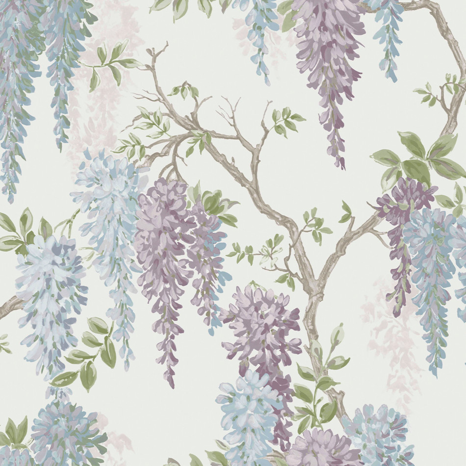113356 Wisteria Garden Pale Iris Wallpaper by Laura Ashley