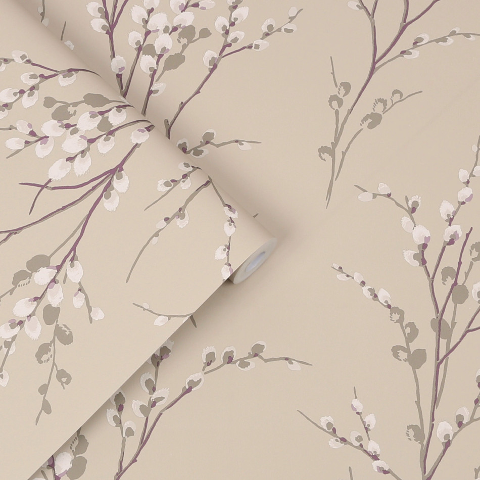 113358 Pussy Willow Natural Wallpaper by Laura Ashley