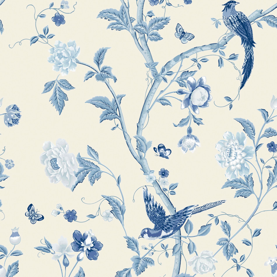 113390 Summer Palace Royal Blue Wallpaper by Laura Ashley